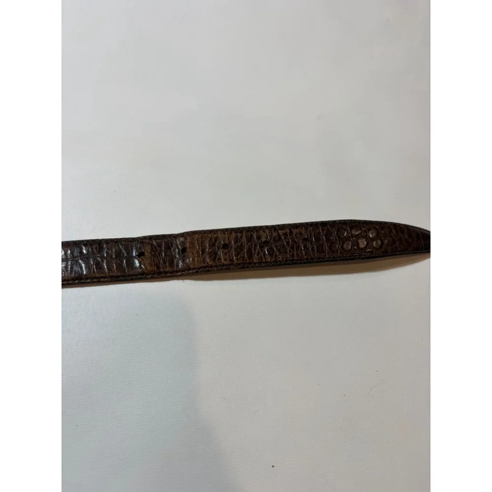 Marshall Fields Croc Embossed Leather Belt 36 Brown Vintage Distressed